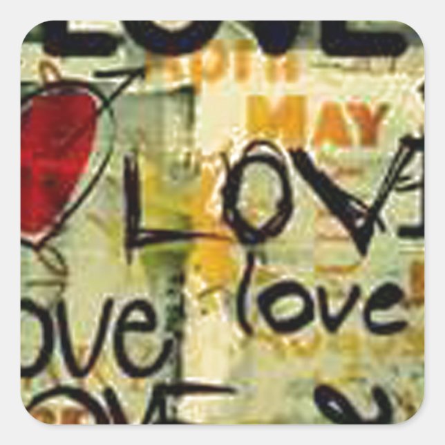 Adesivo Quadrado Pegue Um Pequeno Grafite De Amor (Frente)