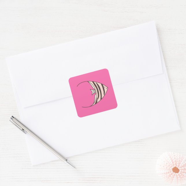 Adesivo Quadrado Peixe Anjo Rosa (Envelope)