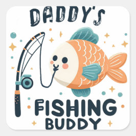 Adesivo Quadrado Peixe-Bebê Engraçado | Pai Pesca Buddy