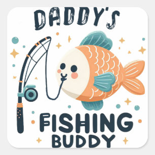 Adesivo Quadrado Peixe-Bebê Engraçado Pai Pesca Buddy