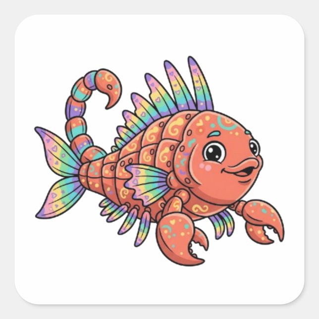 ADESIVO QUADRADO PEIXE-ESCORPIÃO (Frente)