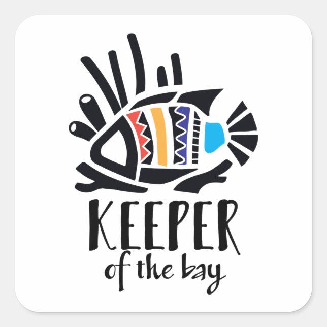 Adesivo Quadrado Peixe-gato havaiano em cores tropicais (Frente)