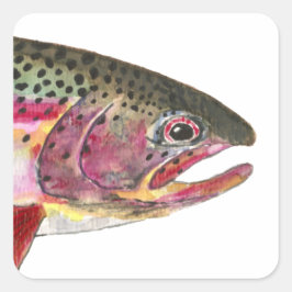 Adesivo Quadrado Peixe-Truta Arco-Íris
