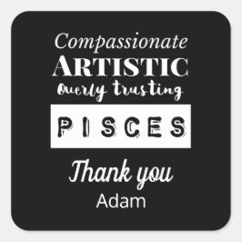 Adesivo Quadrado Peixes Características de Diversão Zodiac Aniversá