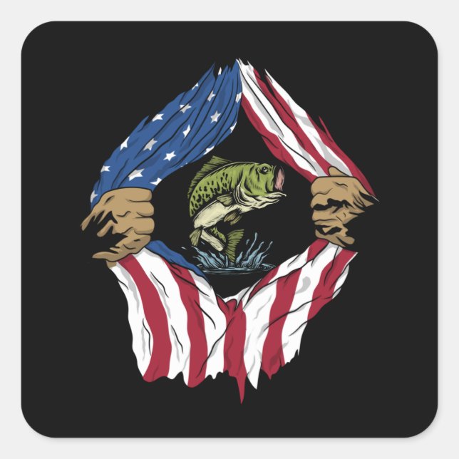 Adesivo Quadrado Peixes com pavilhão americano (Frente)