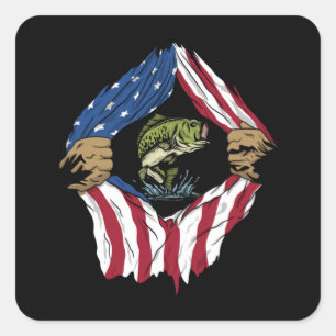 Adesivo Quadrado Peixes com pavilhão americano