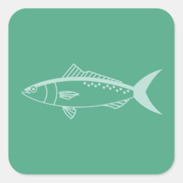 Adesivo Quadrado Peixes de salmão australianos em Aqua em Mint Gree