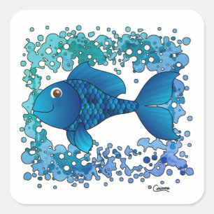 Adesivo Quadrado Peixes Espalhados - Envelopes