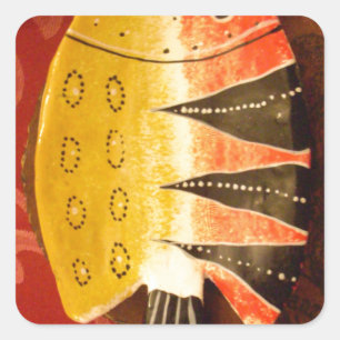 Adesivo Quadrado peixes horizontalmente amarelos e vermelhos com