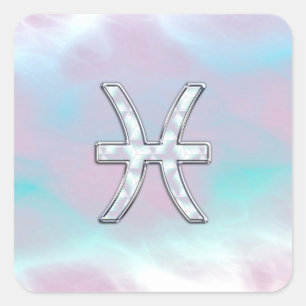 Adesivo Quadrado Peixes Símbolo Zodiac Mãe do estilo Pérola