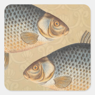 Adesivo Quadrado Peixes+trabalho de arte+design+pesca+pesca+pesca