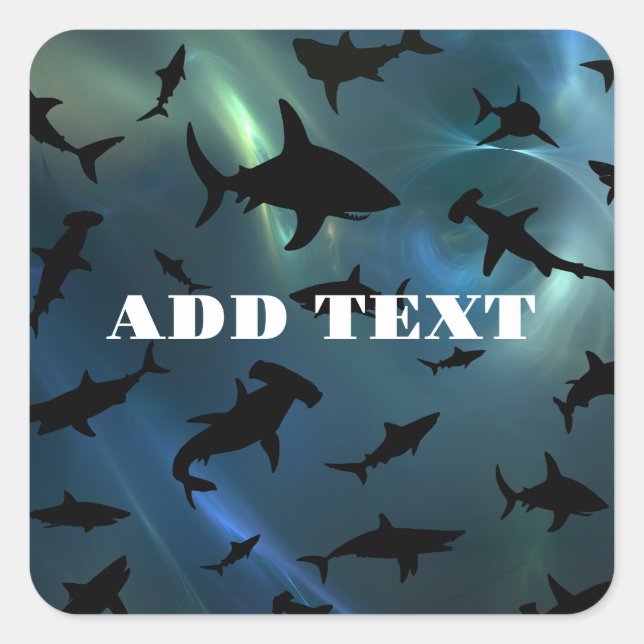 Adesivo Quadrado Peixes-tubarão-frade-modernos baleia-do-mar sob a  (Frente)