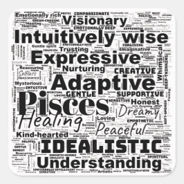 Adesivo Quadrado Peixes Word Cloud Zodiac Inspiração