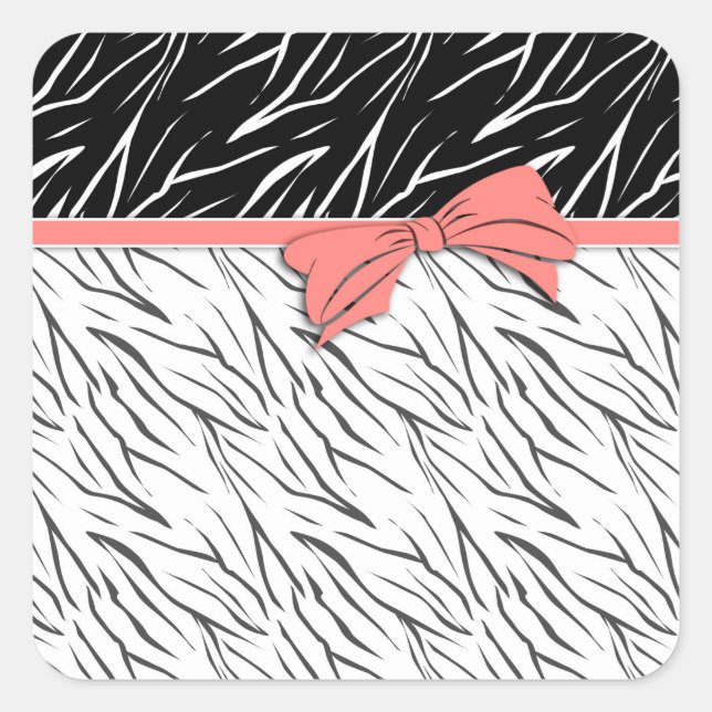 Adesivo Quadrado Pele de zebra estrias de couro branco preto, de ti (Frente)