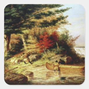 Adesivo Quadrado Peles do transporte dos indianos através do