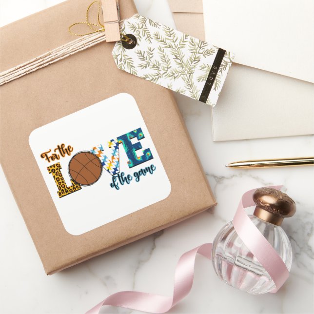 Adesivo Quadrado Pelo Amor Do Jogo De Basquete Mãe Leopardo (Presentear)