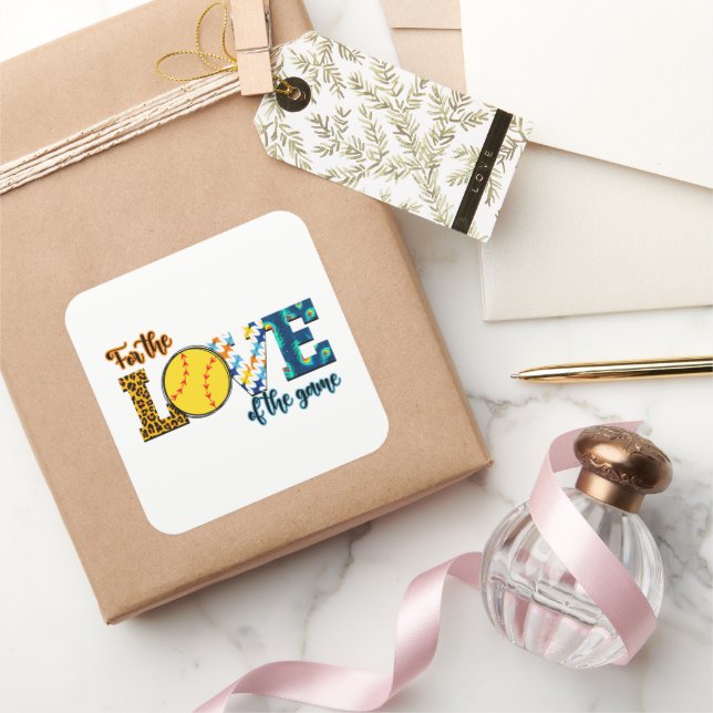 Adesivo Quadrado Pelo Amor Do Jogo Softball Mãe Leopardo (Presentear)