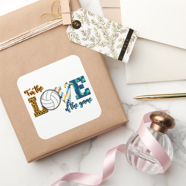 Adesivo Quadrado Pelo Amor Do Jogo Voleibol Mãe Leopardo (Presentear)