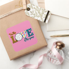 Adesivo Quadrado Pelo Amor Do Jogo Voleibol Mãe Leopardo