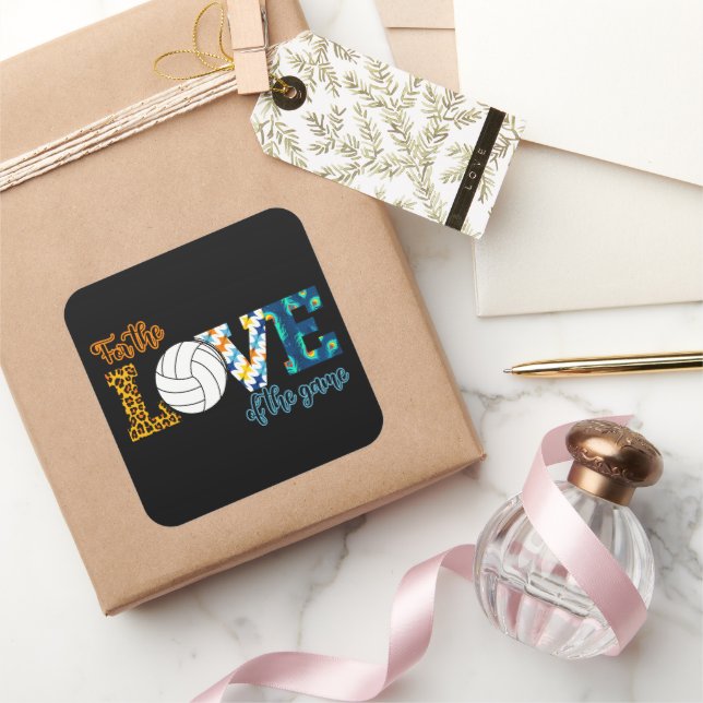 Adesivo Quadrado Pelo Amor Do Jogo Voleibol Mãe Leopardo (Presentear)