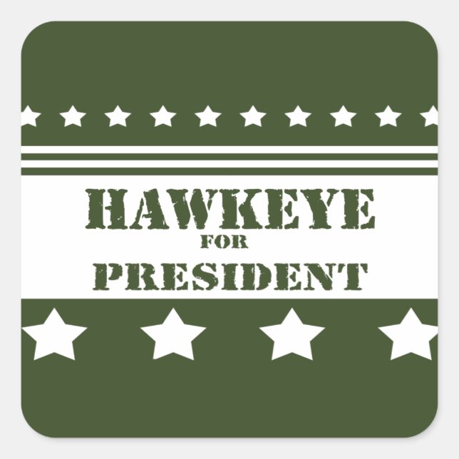 Adesivo Quadrado Pelo Presidente Hawkeye (Frente)