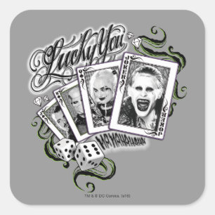 Adesivo Quadrado Pelotão do suicídio   "afortunado você" cartõe