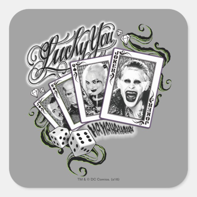 Adesivo Quadrado Pelotão do suicídio | "afortunado você" cartões de (Frente)