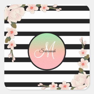 Adesivo Quadrado Pêmona Rosa Antica e Faixa de Carvão