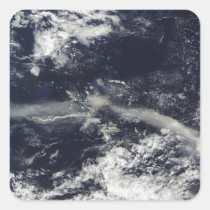Adesivo Quadrado Pena das colinas de Soufriere, Montserrat da cinza