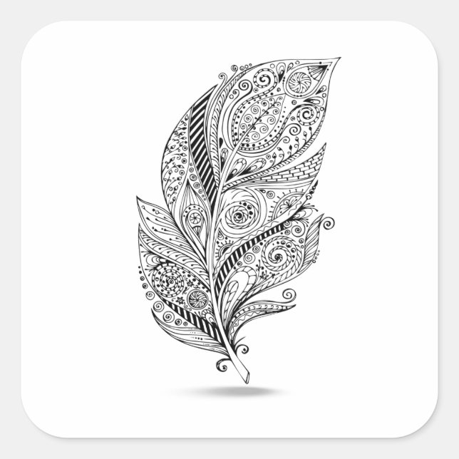 Adesivo Quadrado Pena Tribal Inspirada (Frente)