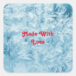 Adesivo Quadrado penas abstrato azuis e flocos de neve