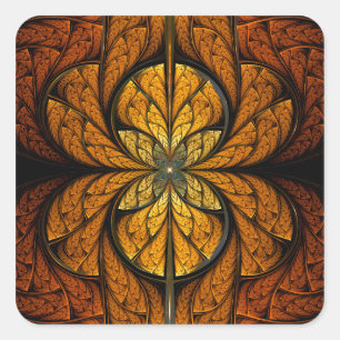 Adesivo Quadrado Penas brilhantes de arte fractal