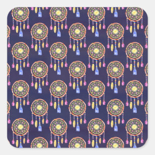 Adesivo Quadrado Penas de Apanhadores de Sonhos Textura Sem Costura