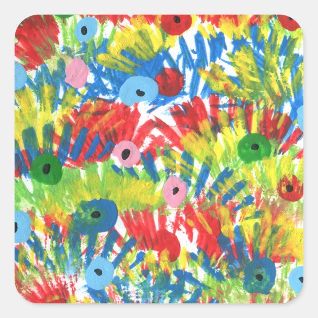 Adesivo Quadrado Penas de pássaros Penas originais de Abstrato (Frente)