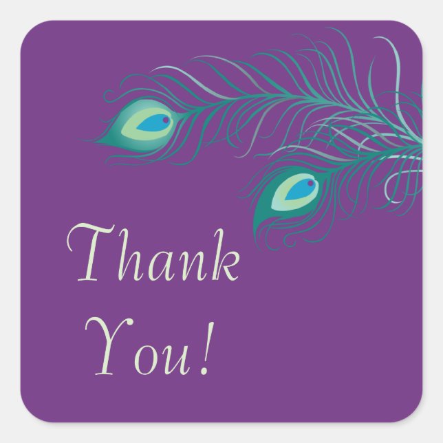 Adesivo Quadrado Penas de Peacock Chá de panela Square Sticker (Frente)