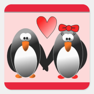 ADESIVO QUADRADO PENGUIM ESTÁ APAIXONADO