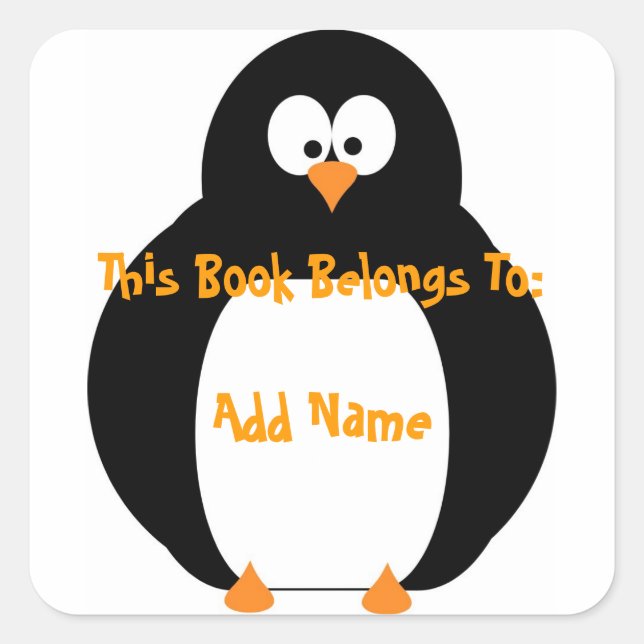 Adesivo Quadrado Penguin Bookplate Sticker (Frente)