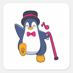 Adesivo Quadrado Penguin como Groom com Tie