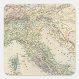 Adesivo Quadrado Península de Balcãs, Italia, Slovenia