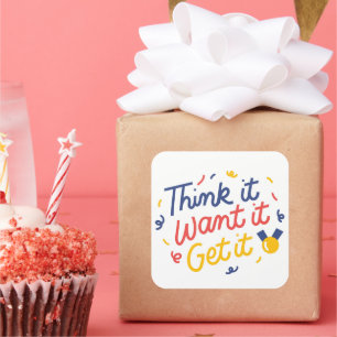 Adesivo Quadrado Pensa, quer, pega