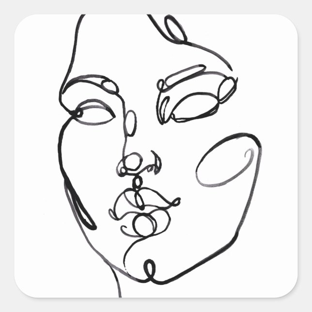Adesivo Quadrado Pensamentos Lineares - Face (Frente)