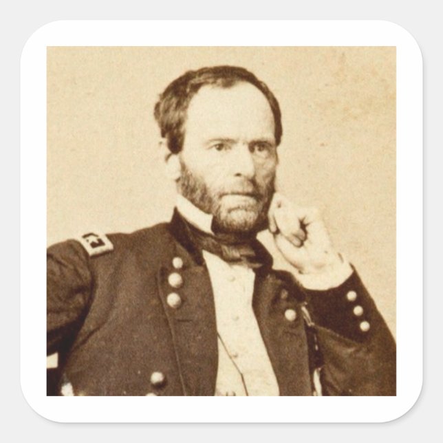 Adesivo Quadrado Pensando em William Tecumseh Sherman Sticker (Frente)