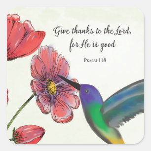 Adesivo Quadrado Pensando Religiosamente em Você Flores com Humming