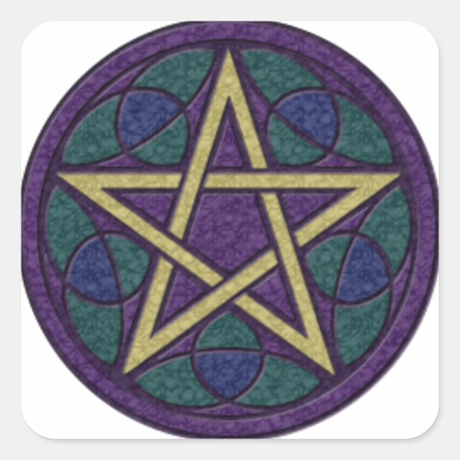 Adesivo Quadrado Pentacle roxo Triquetra (Frente)