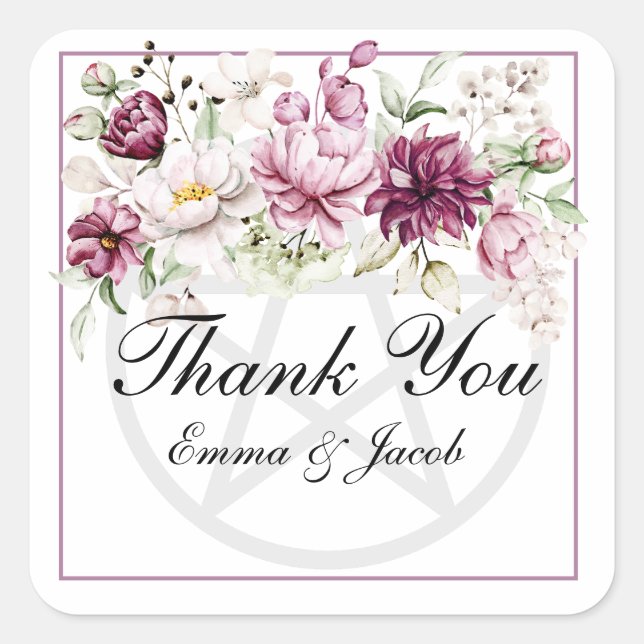 Adesivo Quadrado Pentáculo Romântico Bloom Floral Peony (Frente)