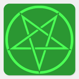 Adesivo Quadrado Pentagram de néon do Pentacle do verde do estilo