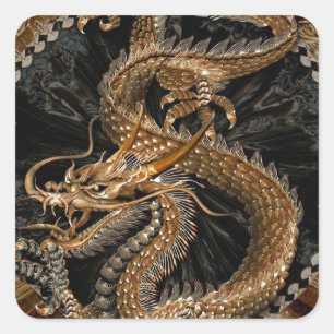 Adesivo Quadrado Pentagrama do dragão