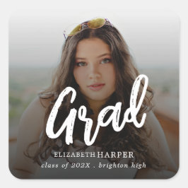 Adesivo Quadrado Pente Moderno de Letra Graduada Foto de Graduação