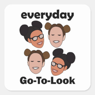 Adesivo Quadrado Penteado de Coque Espacial Moda Olhar Diário