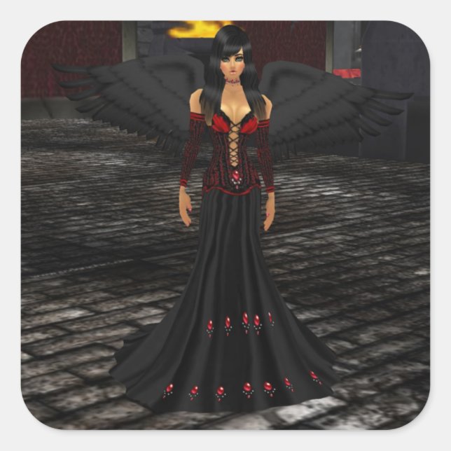 Adesivo Quadrado Pentes Anjos Escuros (Frente)